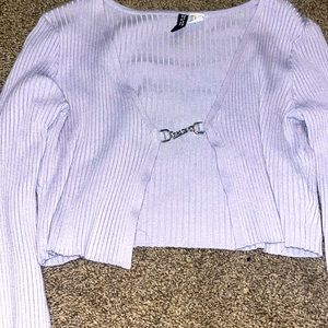 light purple long sleeve buckle front